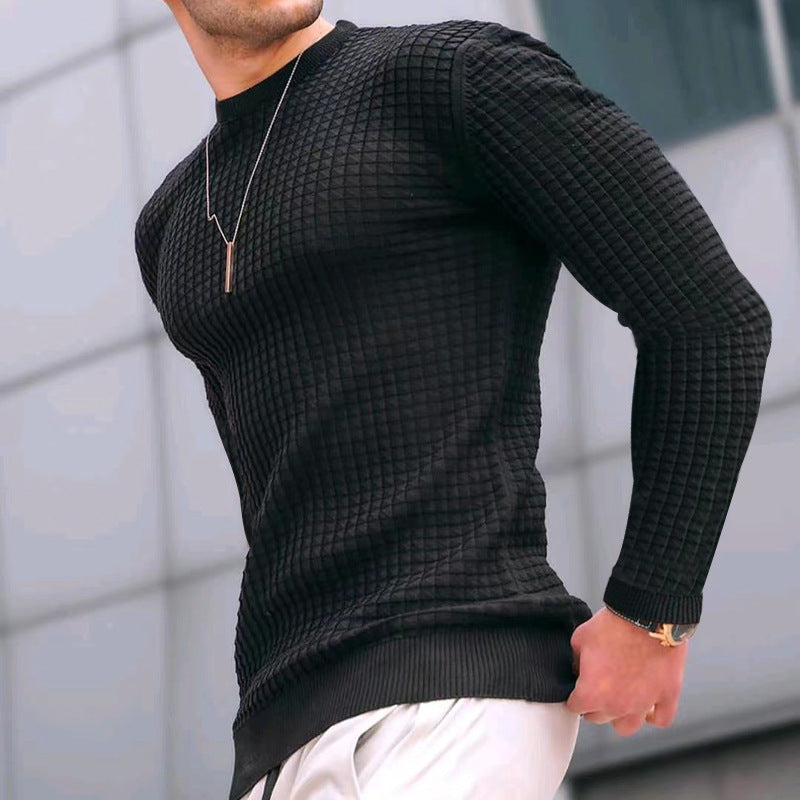 Trend Crew-neck Pullover Loose Knitted Long-sleeved Cotton Top