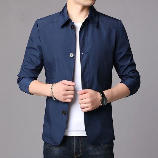 Coat Men's Jacket Solid Color Loose Lapel