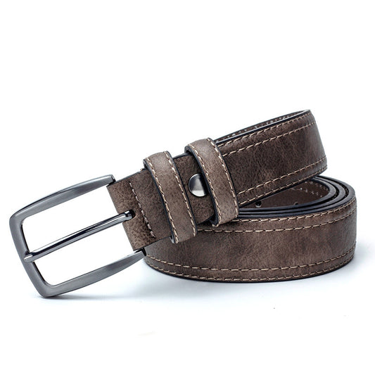 Designer Vintage Split Leather Men's Belt with Famous Style for Jeans