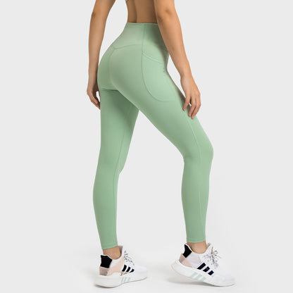 Yoga Side Pocket Elastic Light Thin Soft Nude Feel Running Workout Ankle Length Pants