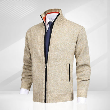 Men's Solid Color Stand Collar Cardigan Sweaters Coat