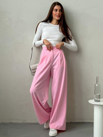 Women's Fashion Casual Solid Color Draped Pants