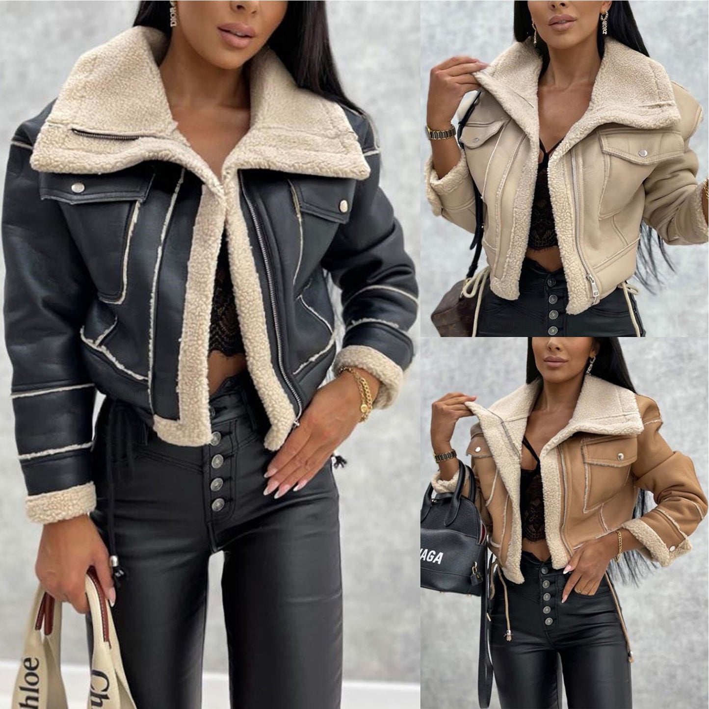 Women's Coat Zipper Motorcycle Jacket Top