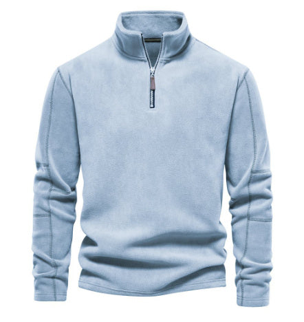 Fashion Personality Stand-collar Zippered Sweatshirt With Fleece Winter Casual Pullover Top Men's Clothing