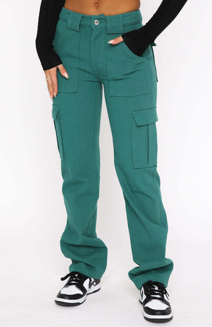 Women's Trousers Pocket Stitching Casual Loose