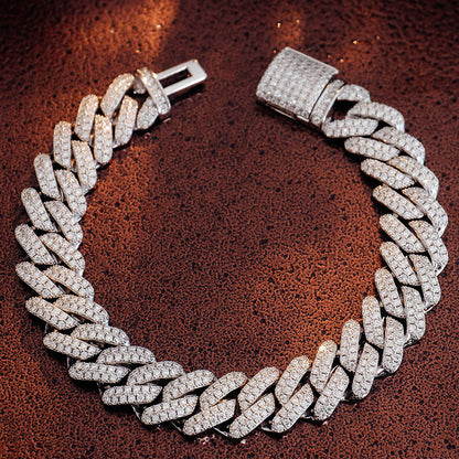 Cuban Link Chain Bracelet Silver Hip Hop For Men And Women