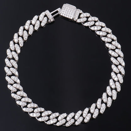 Cuban Link Chain Bracelet Silver Hip Hop For Men And Women