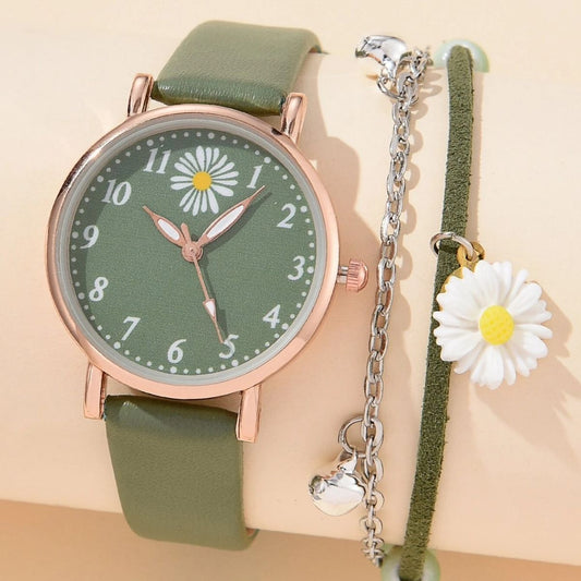 All-match Fashion Trendy Girl's Cute Quartz Watch Set