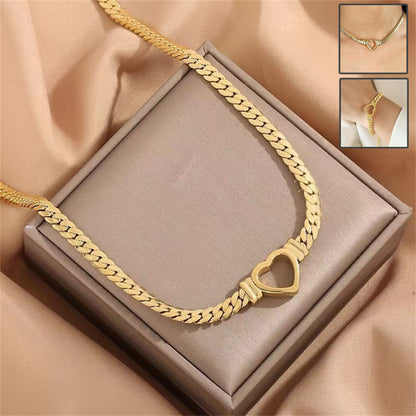 Personalized Love Chain Necklace Bracelet For Women Fashion Titanium Steel Non-fading Clavicle Chain Jewelry