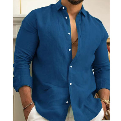 Amazon Men's Linen Shirt Button Shirt Summer Beach Solid Color