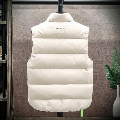 Men's Winter Down Vest Fashion All-match Stand-collar Sleeveless Jacket Solid Thickened Tank Outerwear Clothing