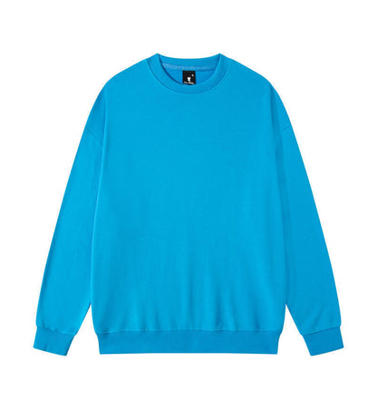 Men's Solid Color Pullover Sweatshirt Loose Round-neck Top Couple College Style Solid Color Clothes